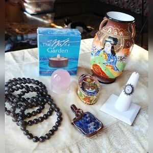 Inner Peace Lot Gemstone Jewelry Mini Water Garden, Satsuma, Rose Quartz Sphere